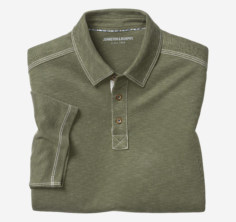 johnston & murphy Vintage Slub Polo Olive
