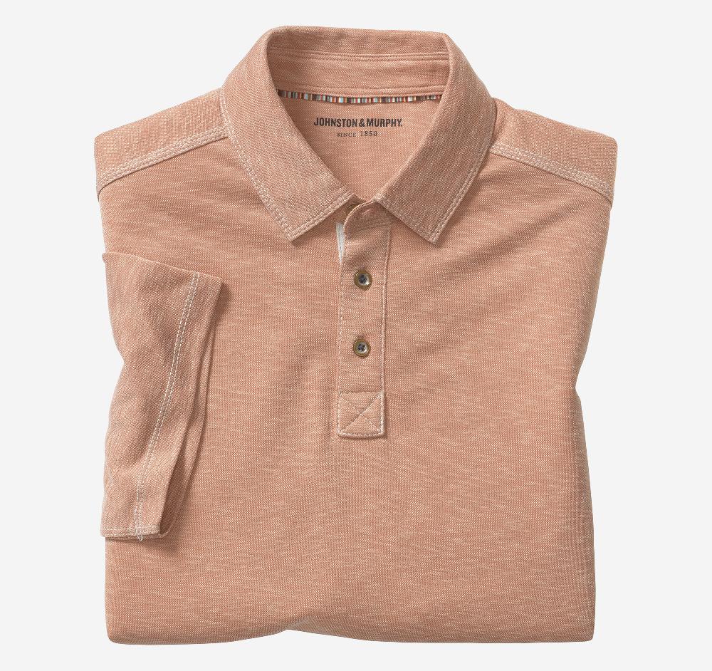 johnston & murphy Vintage Slub Polo Peach