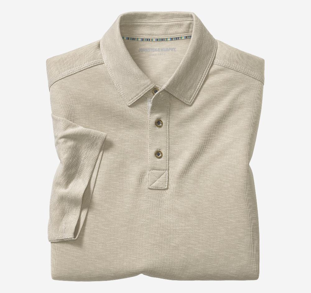 johnston & murphy Vintage Slub Polo Stone