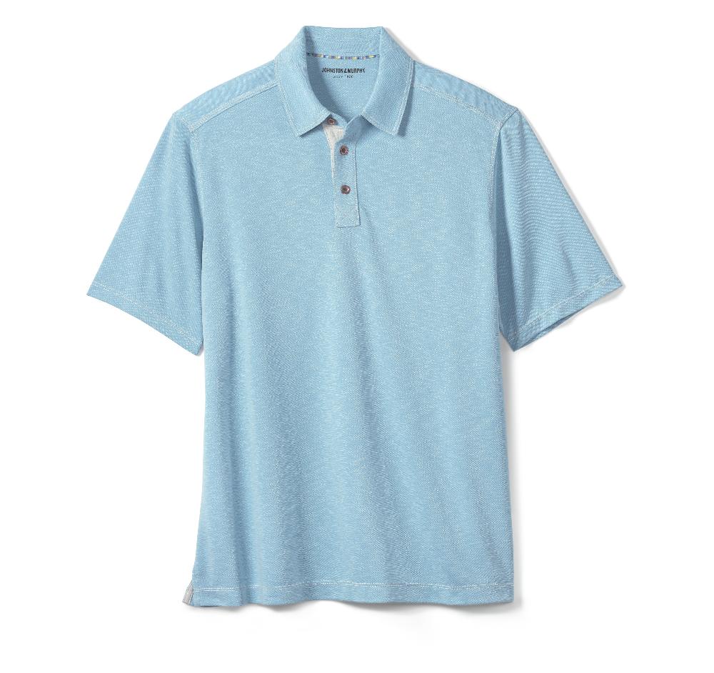 Johnston & Murphy Vintage Slub Polo Turquoise