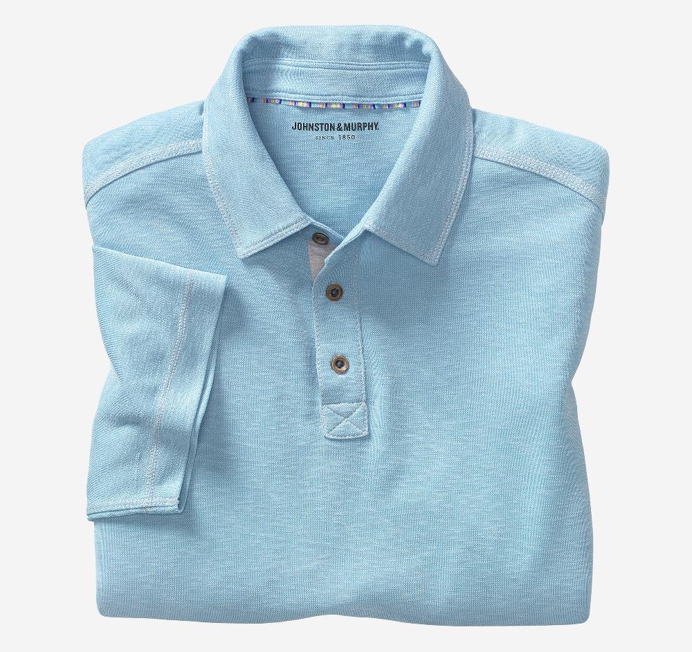 johnston & murphy Vintage Slub Polo Turquoise