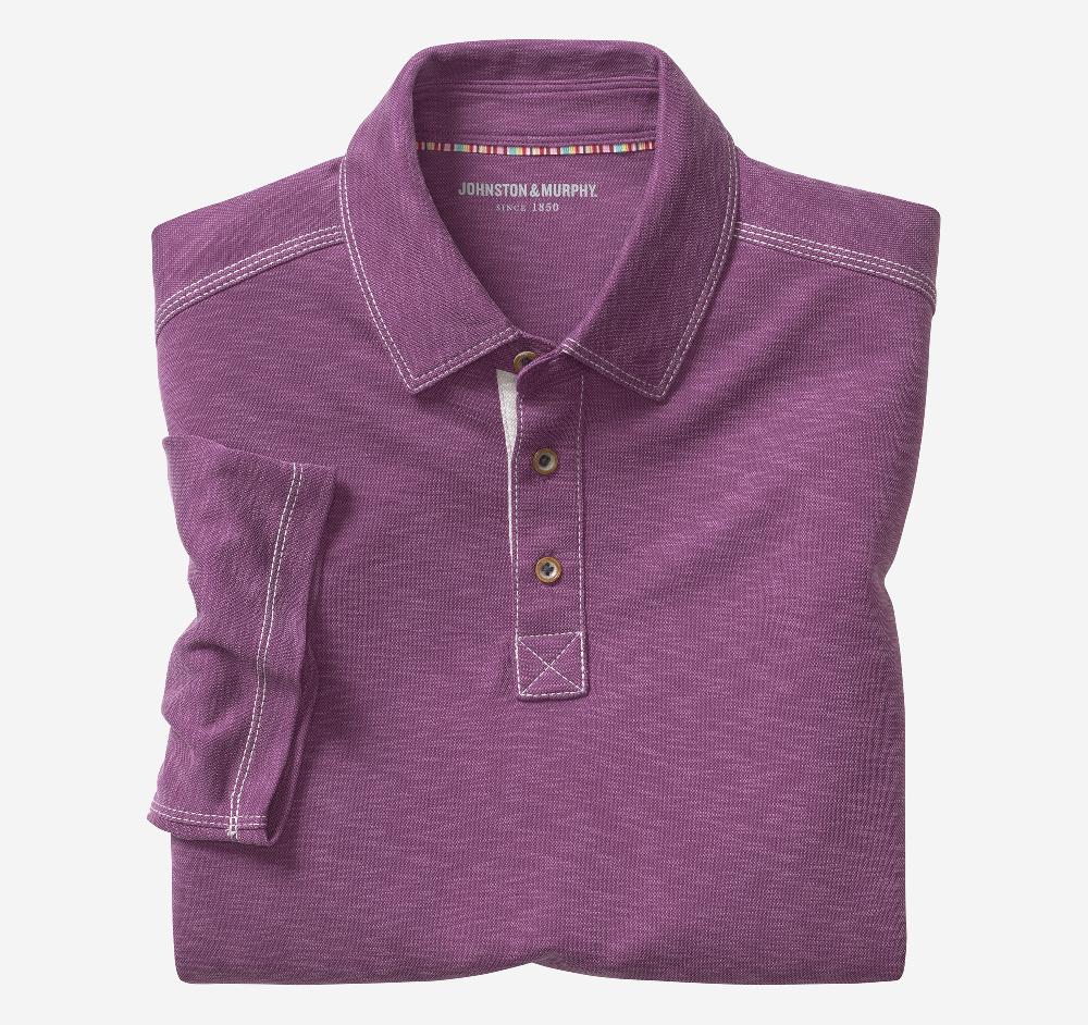 johnston & murphy Vintage Slub Polo Wine