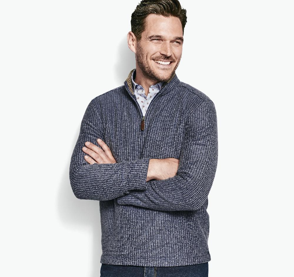 johnston & murphy Waffle Quarter Zip Blue