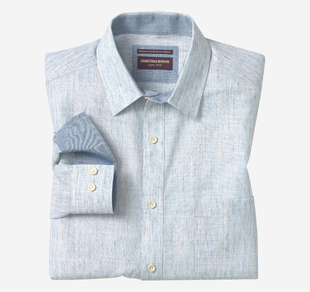johnston & murphy Washed Slubbed Shirt Blue Slub