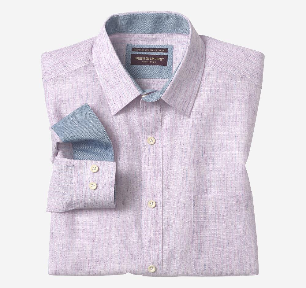 johnston & murphy Washed Slubbed Shirt Pink Slub