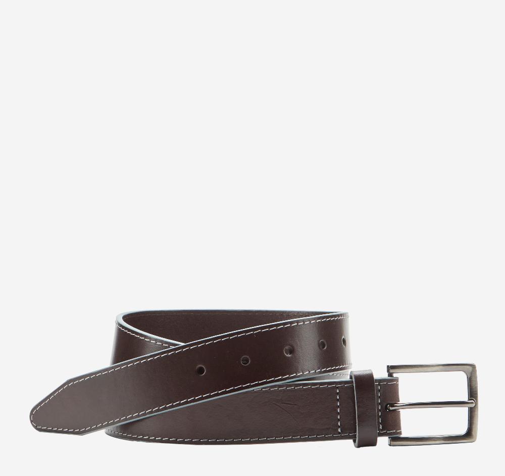 johnston & murphy Waxy Gray-Edged Leather Belt Brown