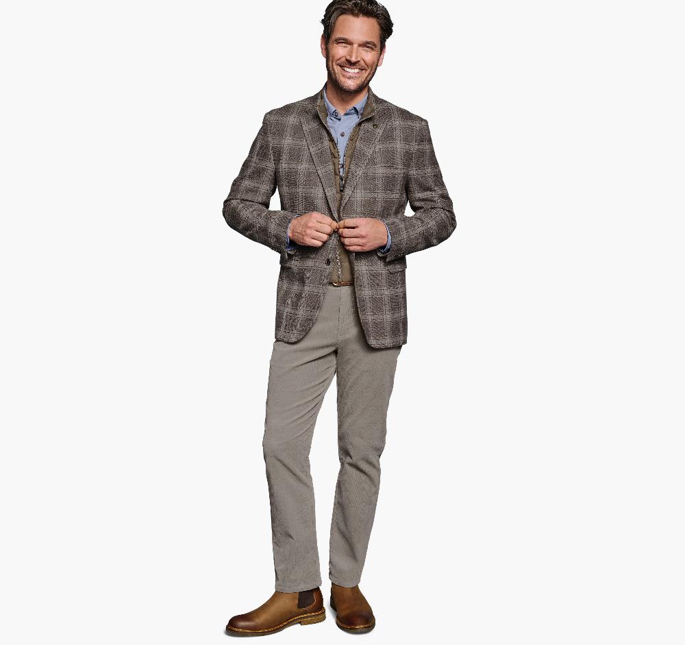 Johnston & Murphy Wool Bib Blazer Taupe Plaid