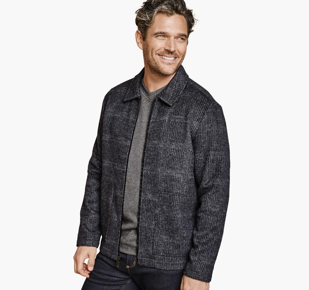 johnston & murphy Wool-Blend Shirt Jacket Navy