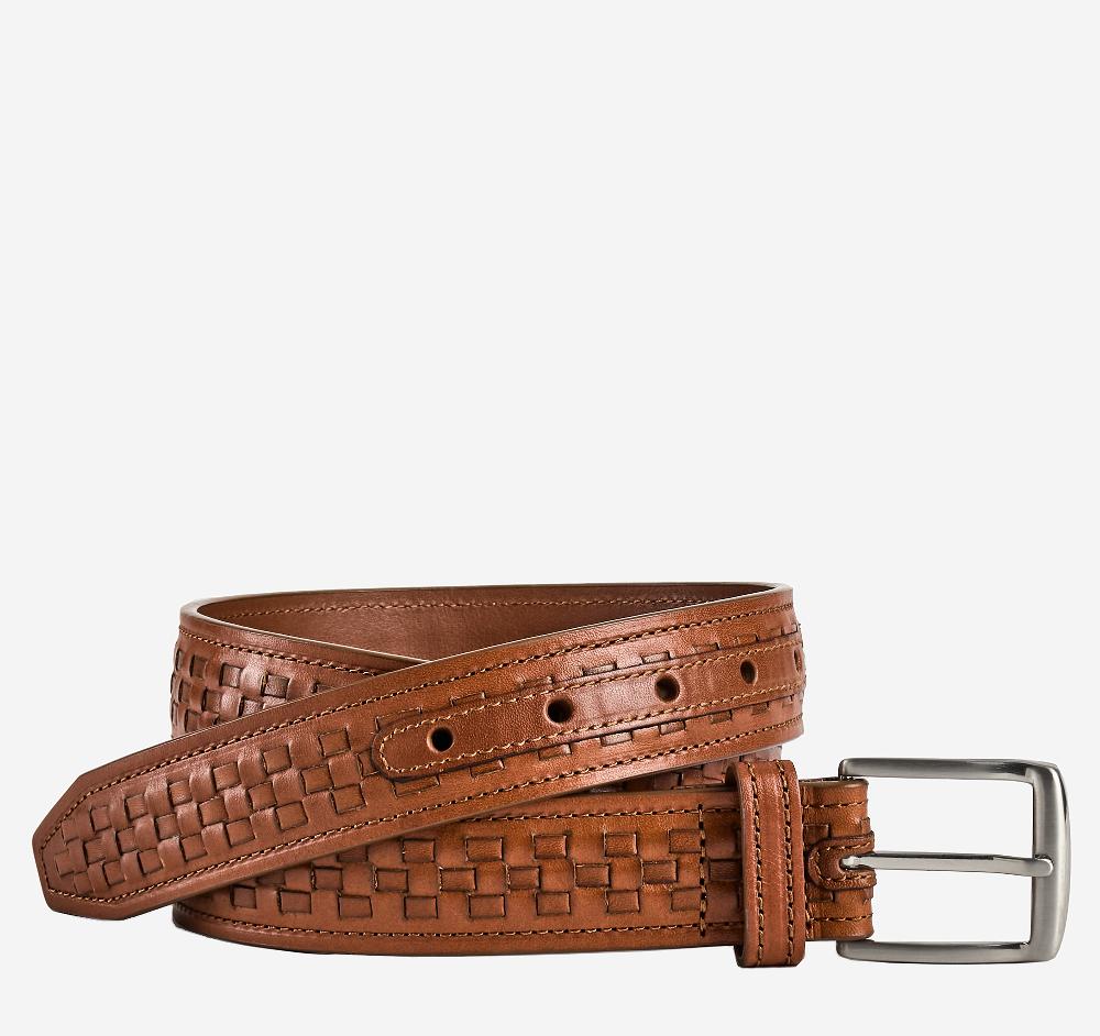 johnston & murphy Woven-Center Laced Belt Brown