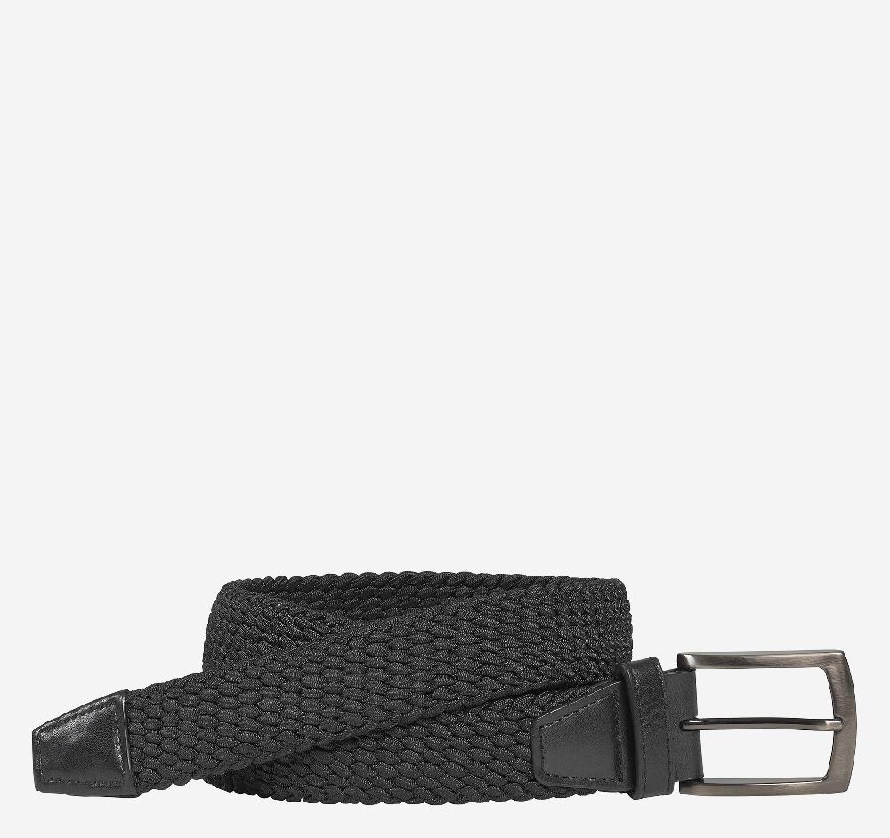 johnston & murphy Woven Stretch-Knit Belt Black