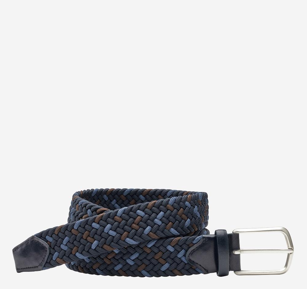 johnston & murphy Woven Stretch-Knit Belt Blue Multi