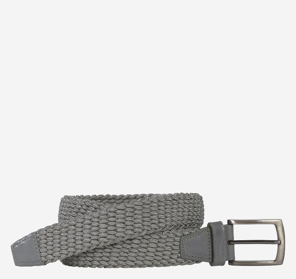 johnston & murphy Woven Stretch-Knit Belt Gray