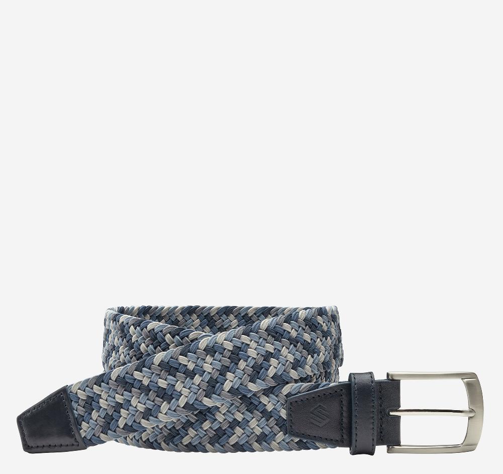 johnston & murphy Woven Stretch-Knit Belt Navy/Blue