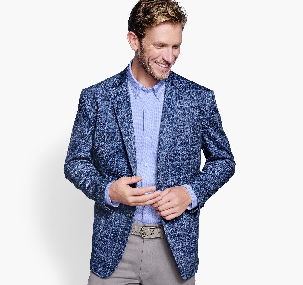 Johnston & Murphy XC Flex® Knit Blazer Blue Plaid