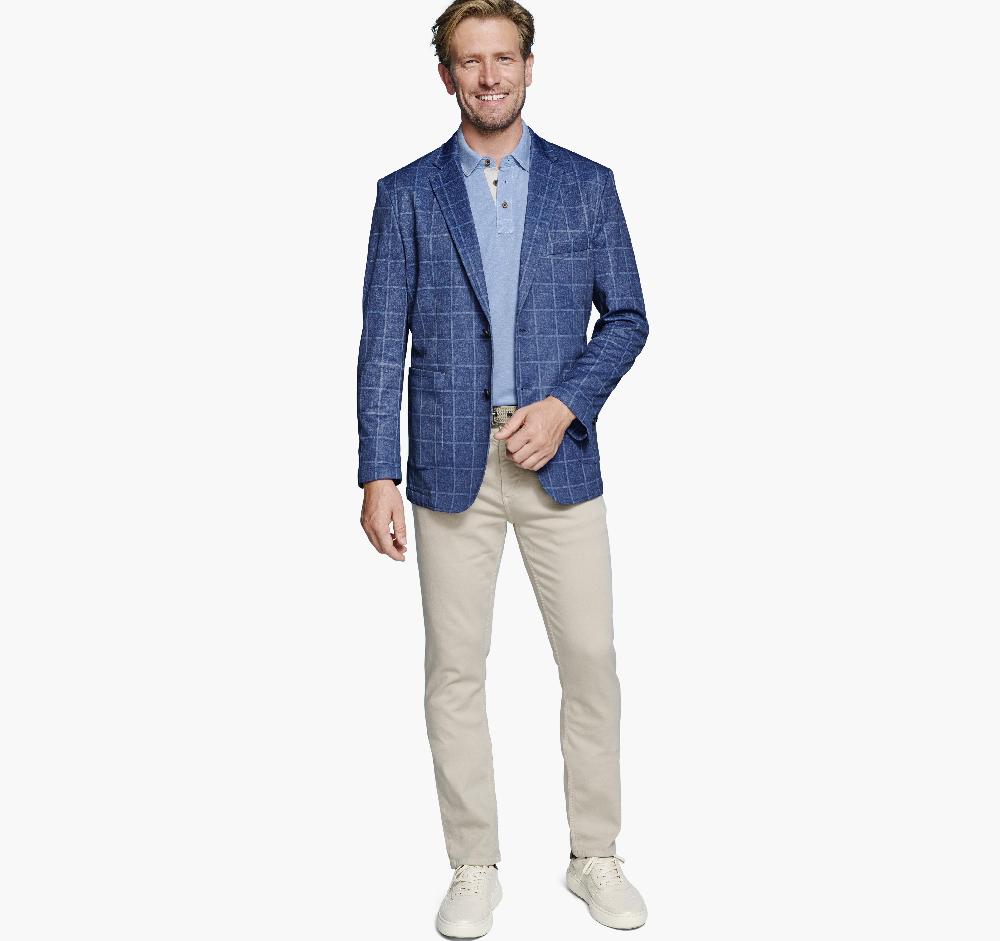 Johnston & Murphy XC Flex® Knit Blazer Blue Plaid
