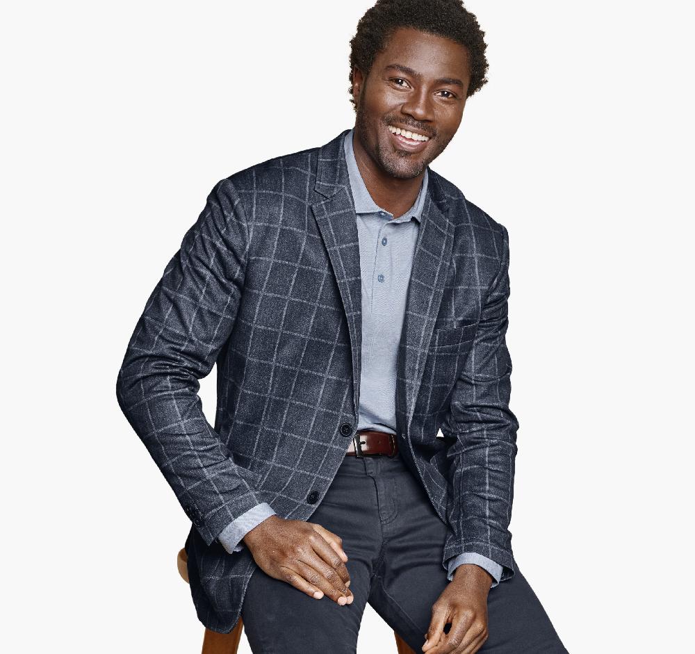 johnston & murphy XC Flex® Knit Blazer Navy Plaid