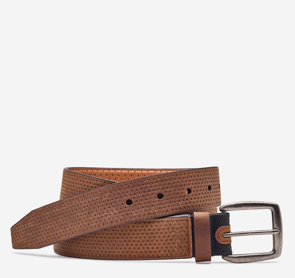 johnston & murphy XC4® Perforated Belt Tan Oiled