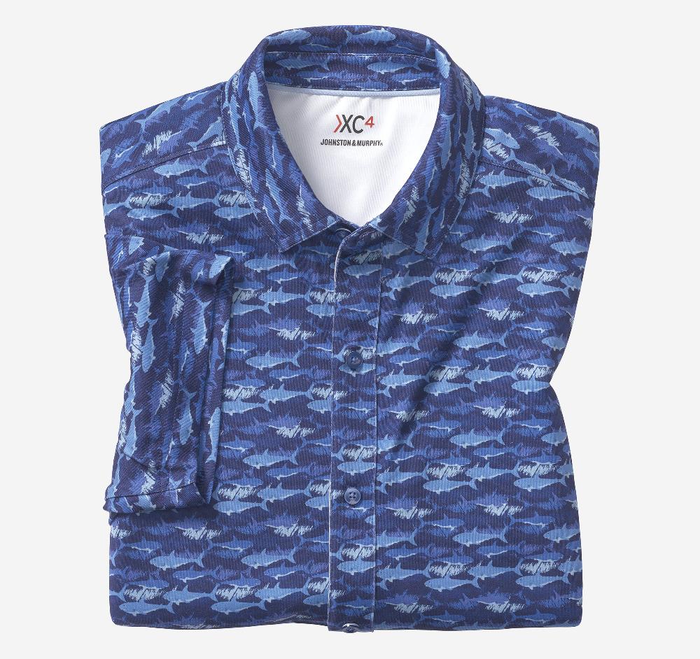 johnston & murphy XC4® Performance Shirt Navy Shark
