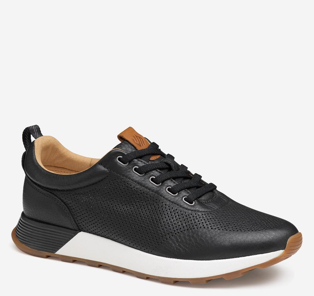 johnston & murphy Kinnon Perfed Jogger Black Full Grain