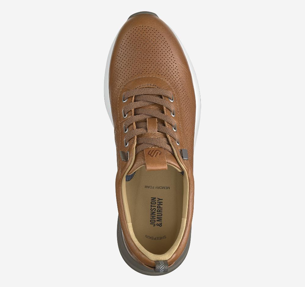 Johnston & Murphy Kinnon Perfed Jogger Dark Tan Full Grain