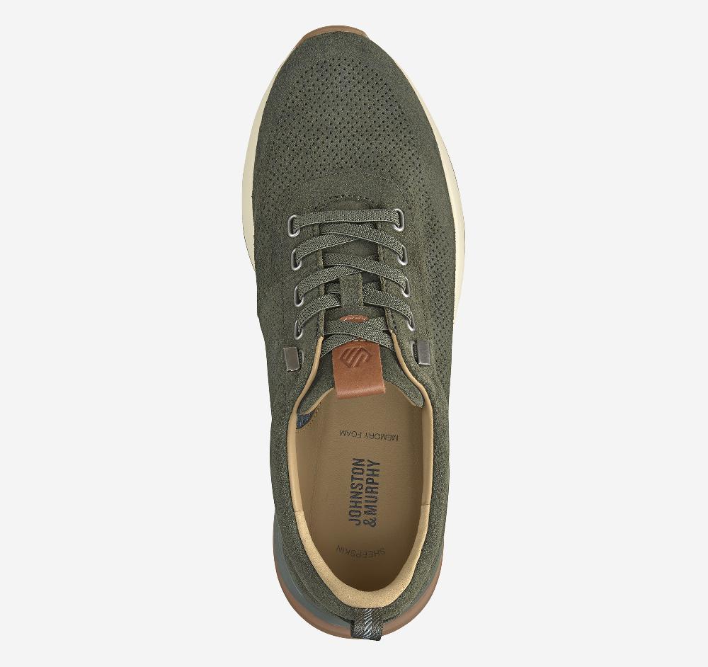 Johnston & Murphy Kinnon Perfed Jogger Olive Oiled Suede