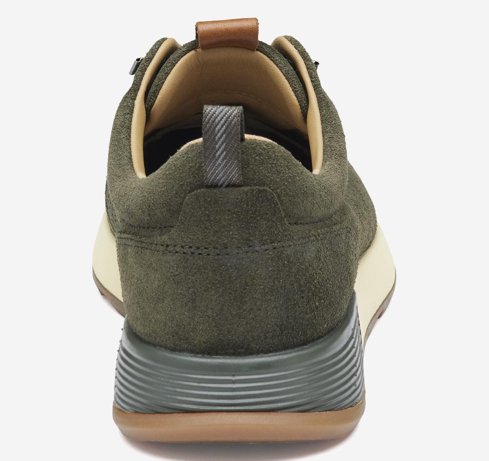 Johnston & Murphy Kinnon Perfed Jogger Olive Oiled Suede