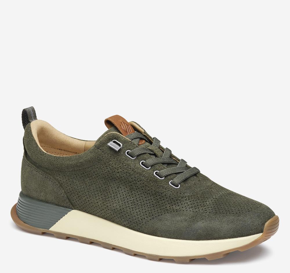 johnston & murphy Kinnon Perfed Jogger Olive Oiled Suede