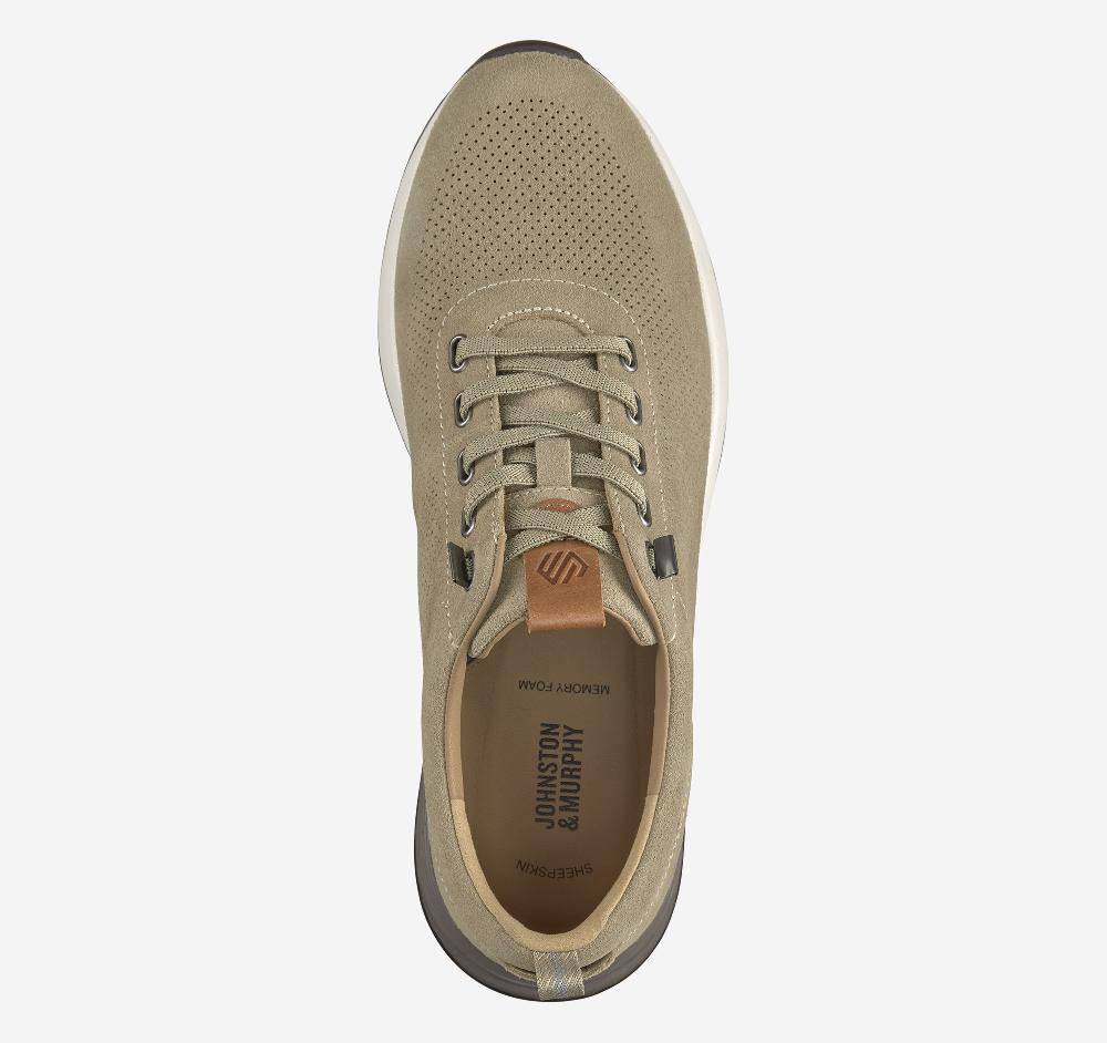 Johnston & Murphy Kinnon Perfed Jogger Taupe Oiled Suede