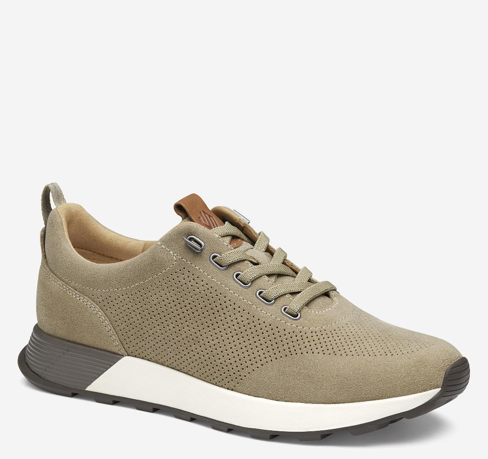Johnston & Murphy Kinnon Perfed Jogger Taupe Oiled Suede