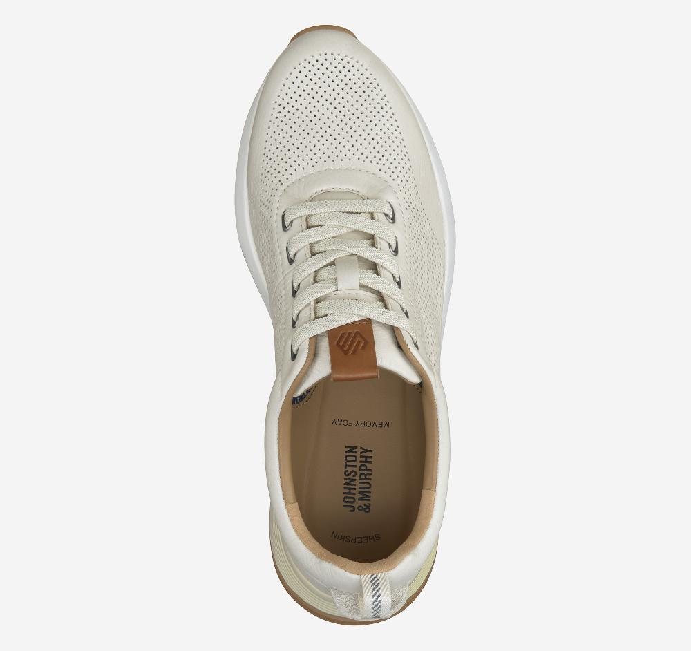 Johnston & Murphy Kinnon Perfed Jogger White Full Grain