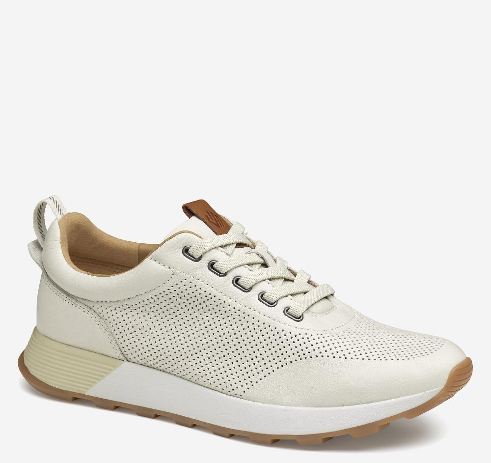 johnston & murphy Kinnon Perfed Jogger White Full Grain