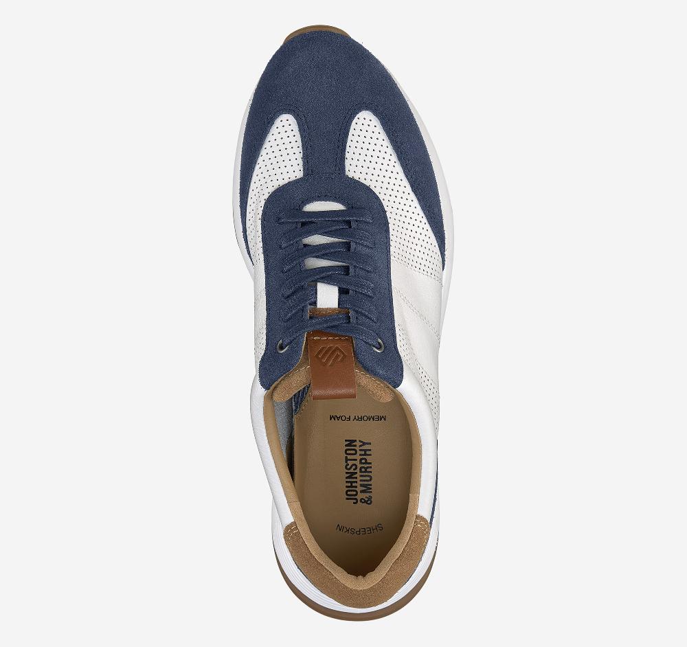 Johnston & Murphy Kinnon T-Toe Navy Suede/White Full Grain