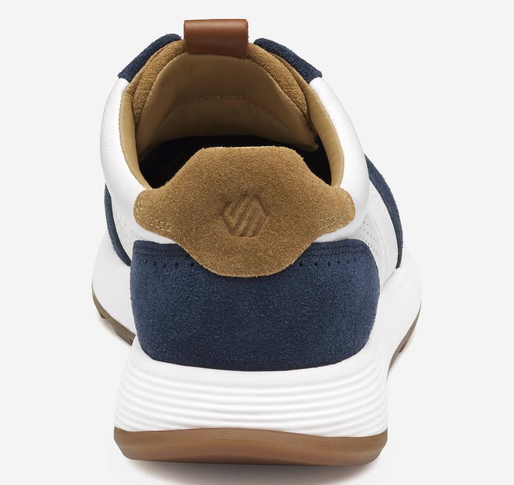 Johnston & Murphy Kinnon T-Toe Navy Suede/White Full Grain
