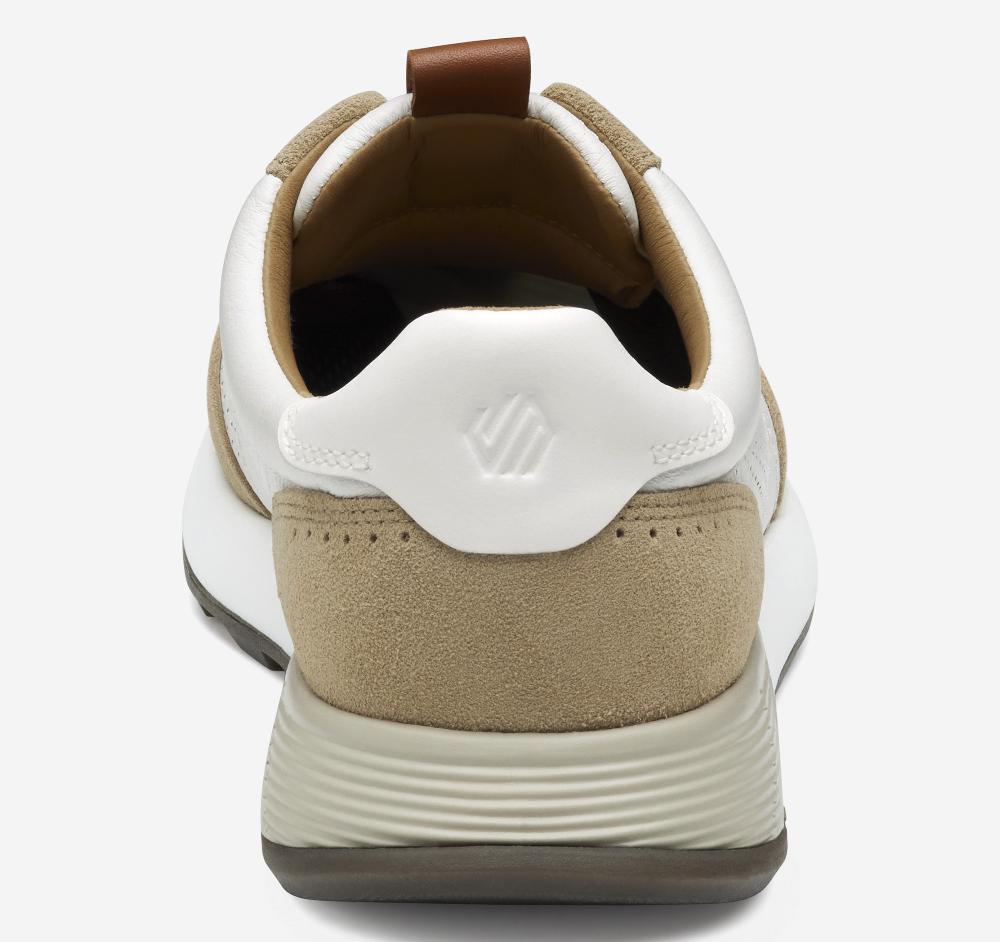 Johnston & Murphy Kinnon T-Toe Sand Suede/White Full Grain