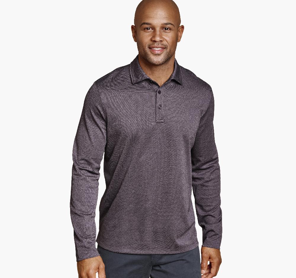 johnston & murphy Knit Jacquard Long-Sleeve Polo Purple