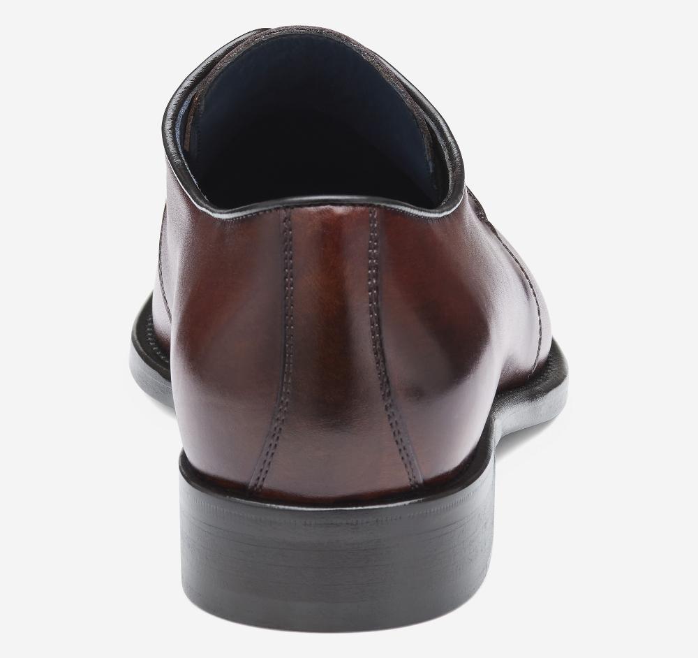 Johnston & Murphy Larson 2-Eye Plain Toe Mahogany Italian Calfskin
