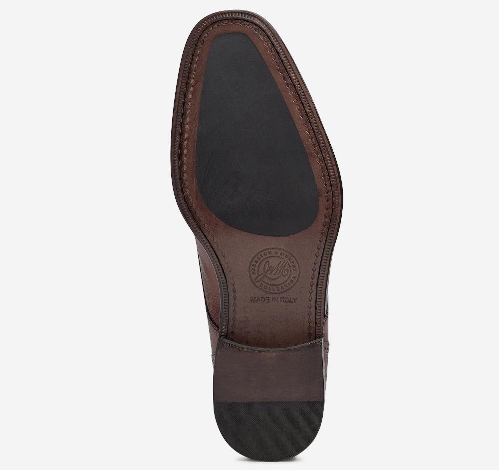 Johnston & Murphy Larson 2-Eye Plain Toe Mahogany Italian Calfskin
