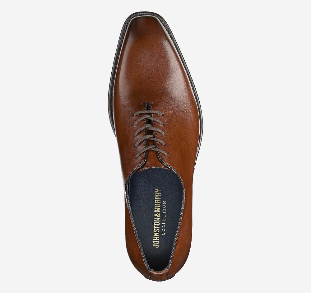 Johnston & Murphy Larson Plain Toe Mahogany Italian Calfskin
