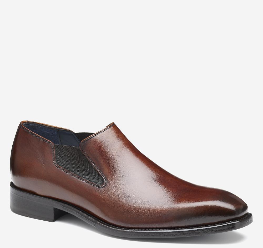 johnston & murphy Larson Slip-On Mahogany Italian Calfskin