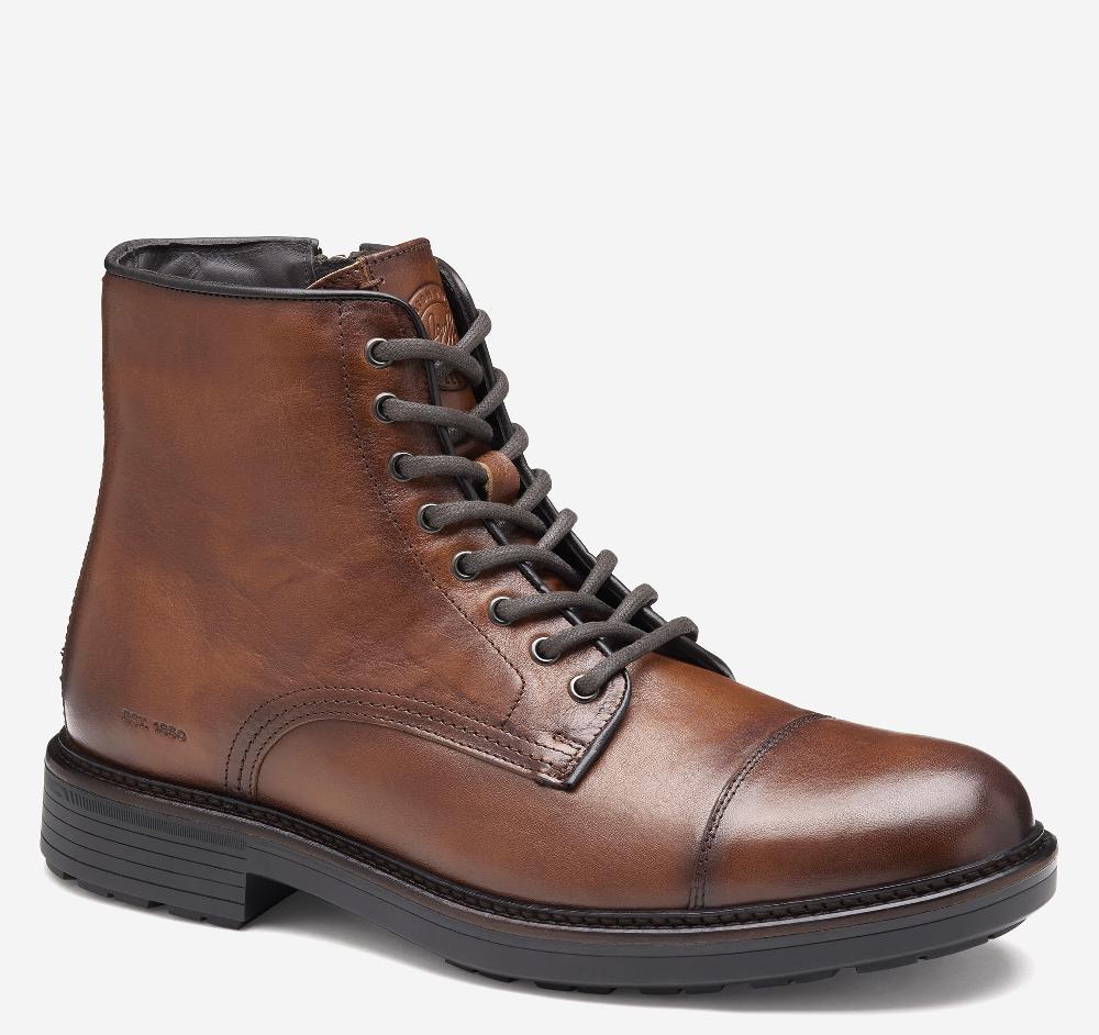 johnston & murphy Latham Cap Toe Boot Tan European Calfskin