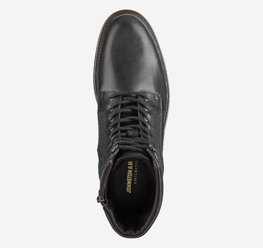 Johnston & Murphy Latham Plain Toe Boot Black European Calfskin
