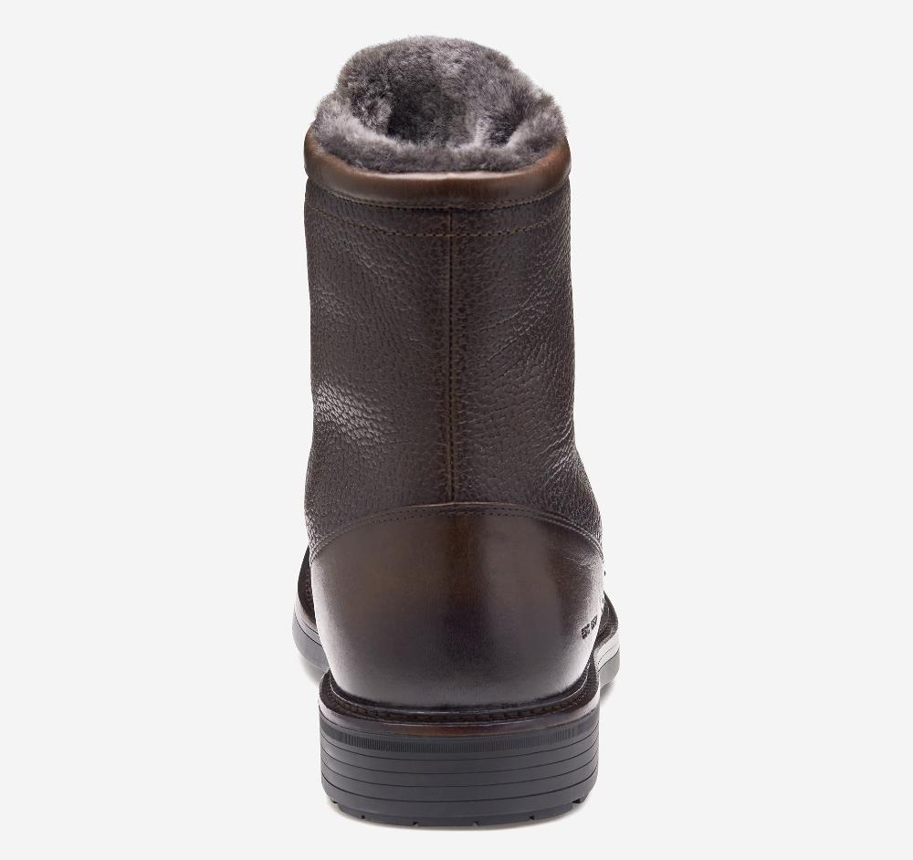 Johnston & Murphy Latham Plain Toe Shearling Boot Dark Brown European Calfskin/Shearling