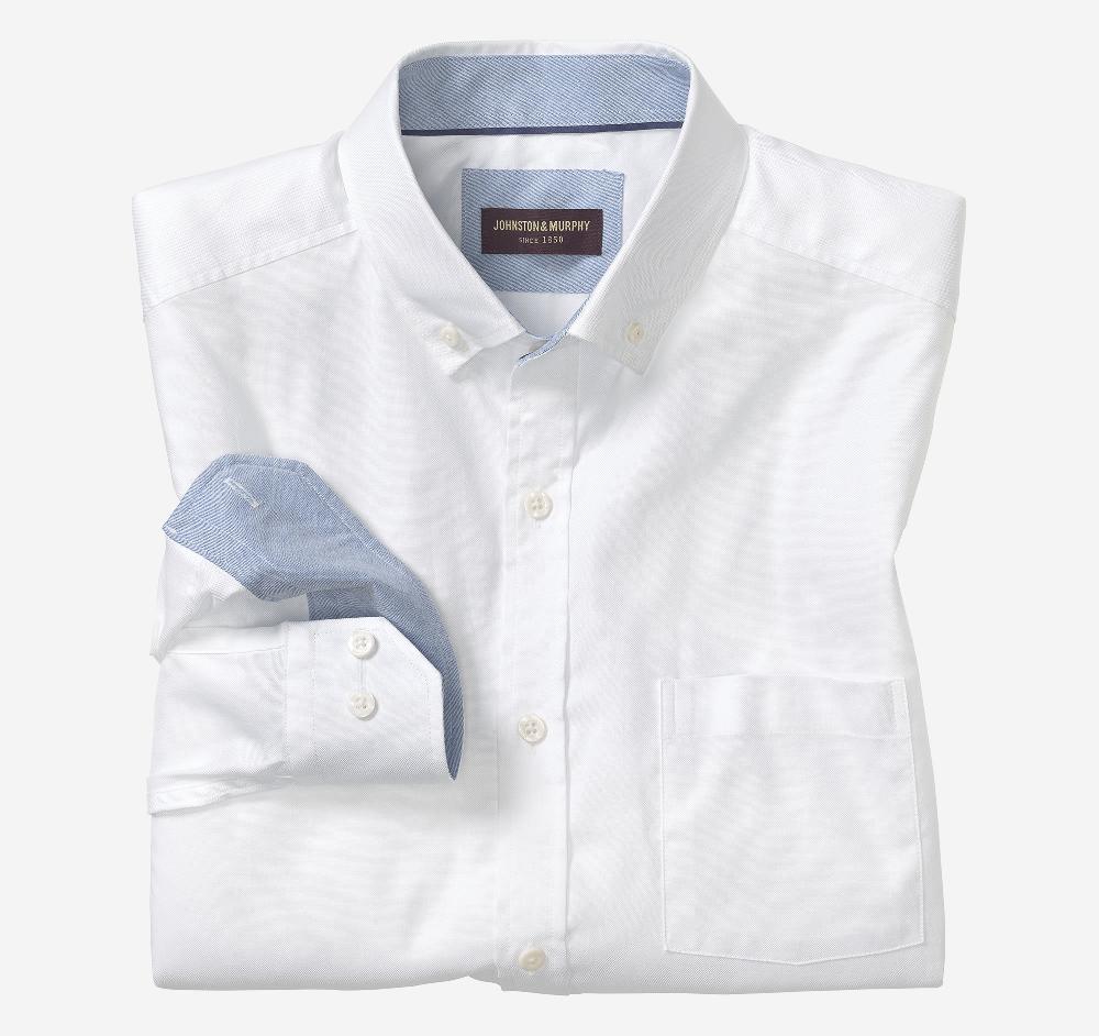 johnston & murphy Long-Sleeve Oxford Shirt White Oxford