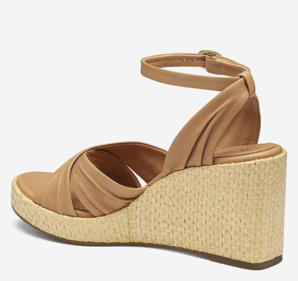 Johnston & Murphy Marcia Cross-Band Sandal Tan Glove Leather