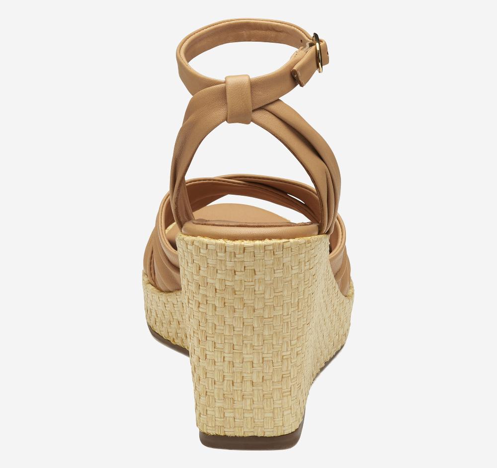 Johnston & Murphy Marcia Cross-Band Sandal Tan Glove Leather