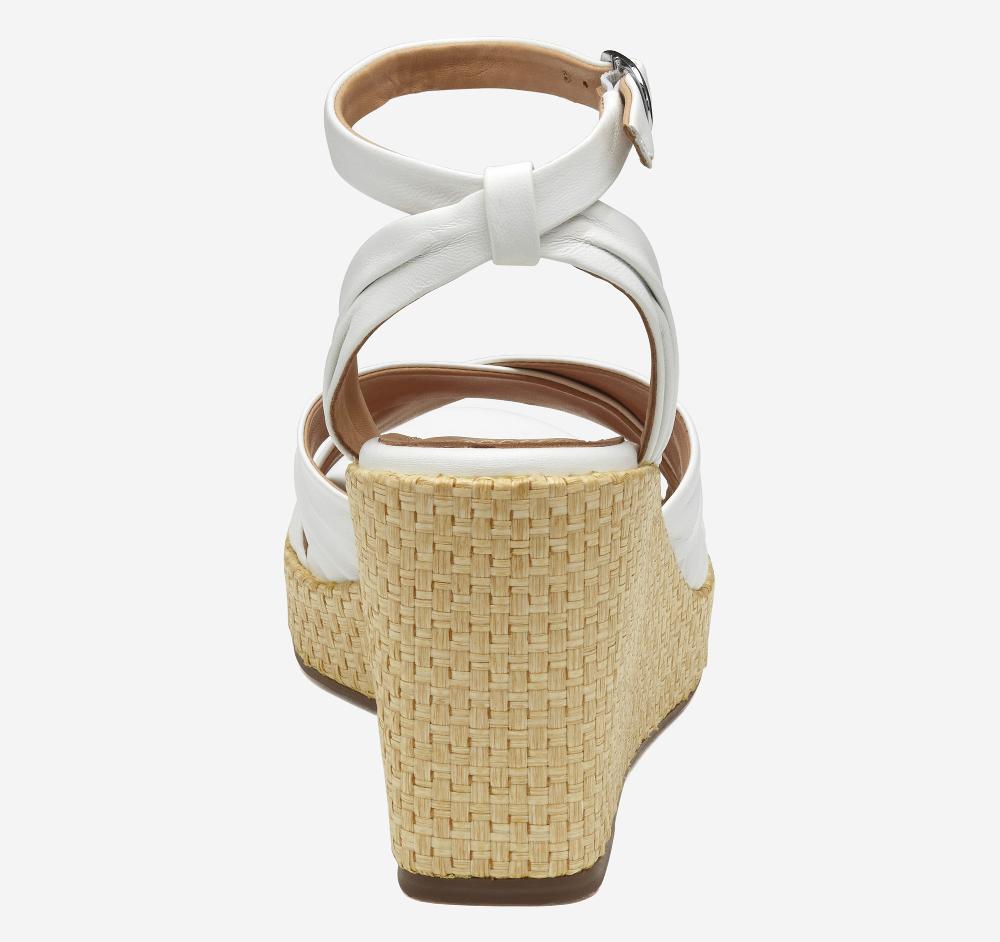 Johnston & Murphy Marcia Cross-Band Sandal White Glove Leather