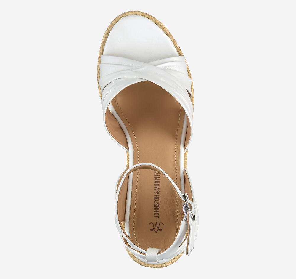 Johnston & Murphy Marcia Cross-Band Sandal White Glove Leather
