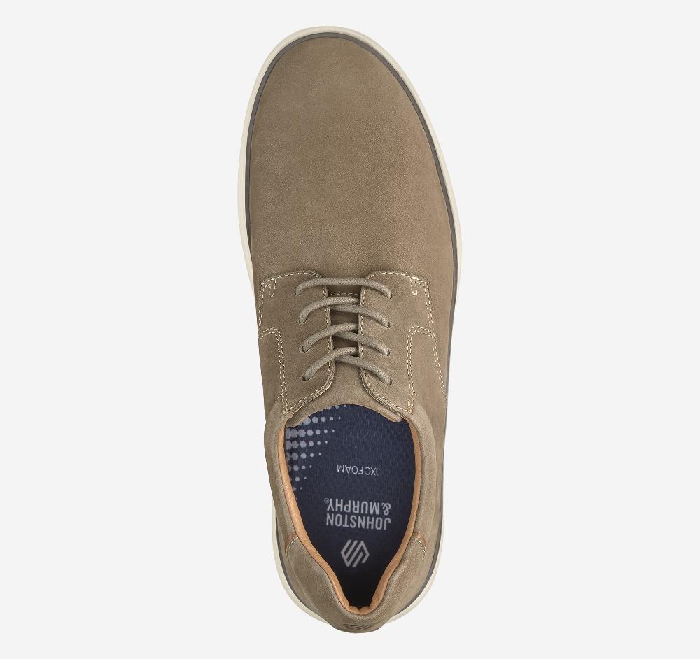 Johnston & Murphy McGuffey 2 Plain Toe Taupe Tumbled Nubuck