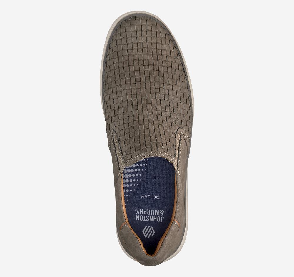 Johnston & Murphy McGuffey 2 Woven Slip-On Taupe Woven Tumbled Nubuck