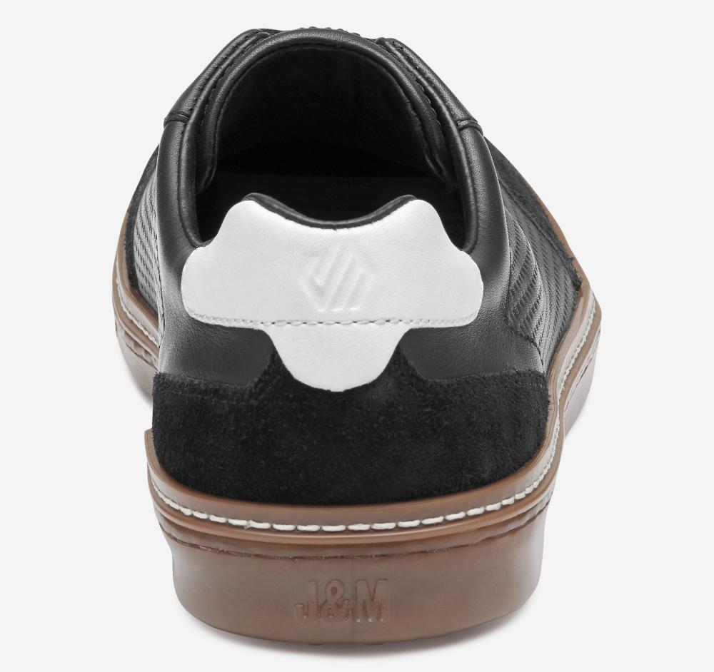 Johnston & Murphy McGuffey T-Toe Black Embossed Full Grain/Suede